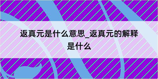 返真元是什么意思_返真元的解释是什么