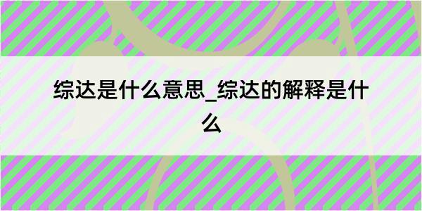 综达是什么意思_综达的解释是什么