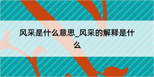 风采是什么意思_风采的解释是什么