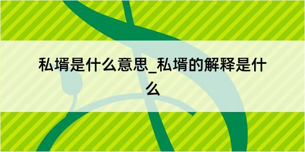 私壻是什么意思_私壻的解释是什么