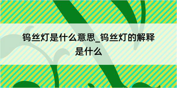 钨丝灯是什么意思_钨丝灯的解释是什么