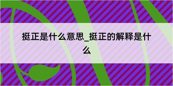 挺正是什么意思_挺正的解释是什么