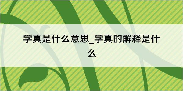 学真是什么意思_学真的解释是什么