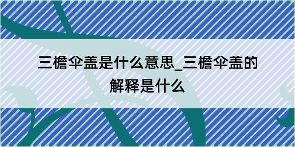 三檐伞盖是什么意思_三檐伞盖的解释是什么