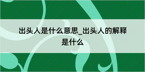 出头人是什么意思_出头人的解释是什么