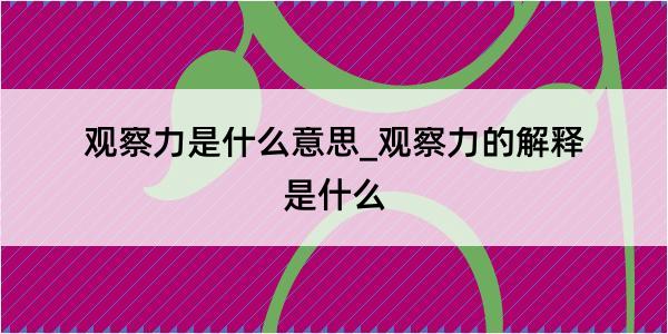 观察力是什么意思_观察力的解释是什么