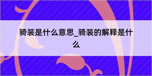 骑装是什么意思_骑装的解释是什么