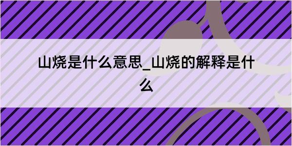 山烧是什么意思_山烧的解释是什么