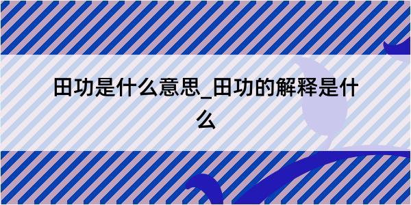 田功是什么意思_田功的解释是什么