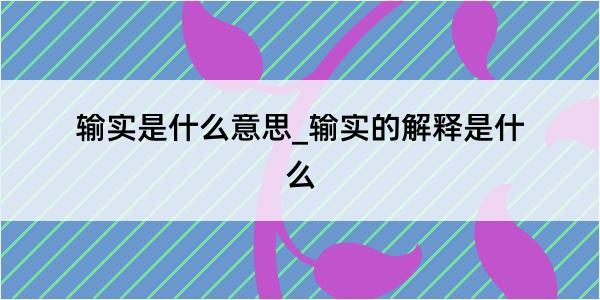 输实是什么意思_输实的解释是什么