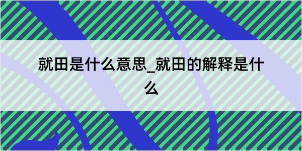 就田是什么意思_就田的解释是什么