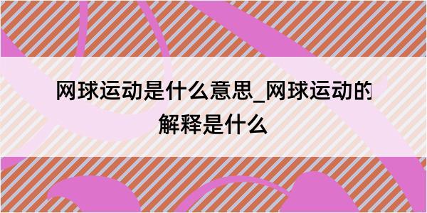 网球运动是什么意思_网球运动的解释是什么