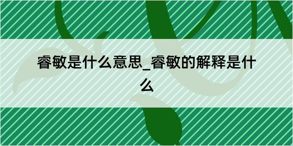 睿敏是什么意思_睿敏的解释是什么