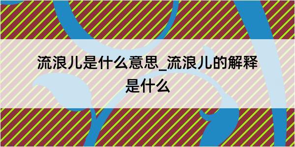 流浪儿是什么意思_流浪儿的解释是什么