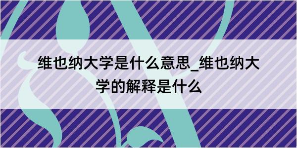 维也纳大学是什么意思_维也纳大学的解释是什么