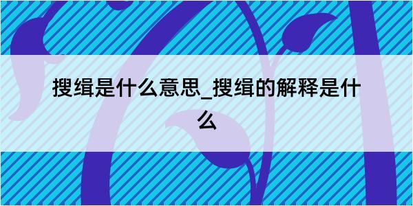 搜缉是什么意思_搜缉的解释是什么