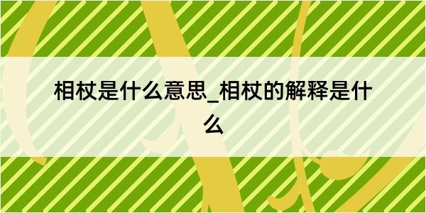 相杖是什么意思_相杖的解释是什么