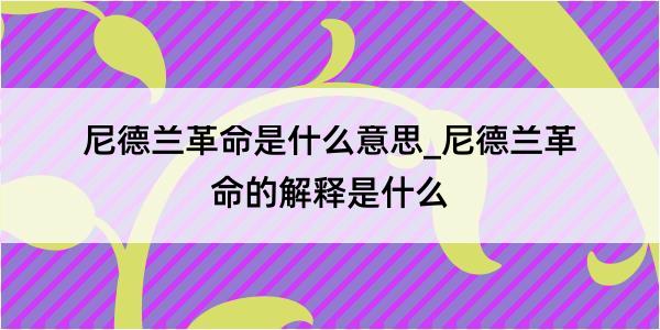 尼德兰革命是什么意思_尼德兰革命的解释是什么