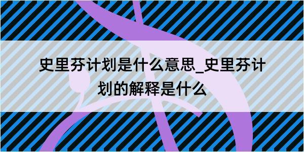 史里芬计划是什么意思_史里芬计划的解释是什么