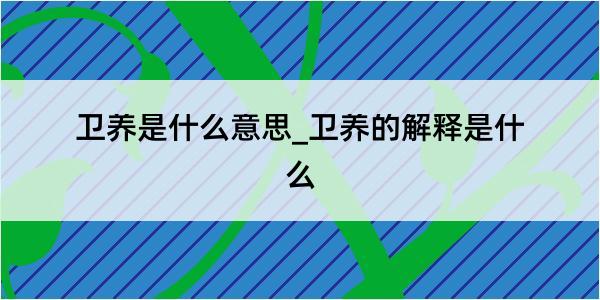 卫养是什么意思_卫养的解释是什么