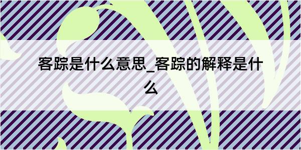 客踪是什么意思_客踪的解释是什么