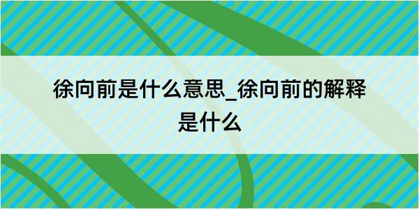 徐向前是什么意思_徐向前的解释是什么