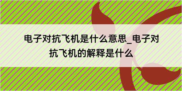 电子对抗飞机是什么意思_电子对抗飞机的解释是什么