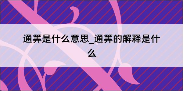 通筭是什么意思_通筭的解释是什么