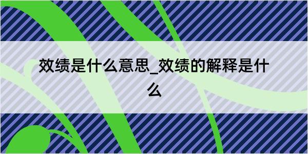 效绩是什么意思_效绩的解释是什么