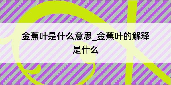 金蕉叶是什么意思_金蕉叶的解释是什么