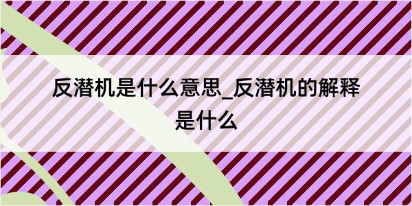 反潜机是什么意思_反潜机的解释是什么