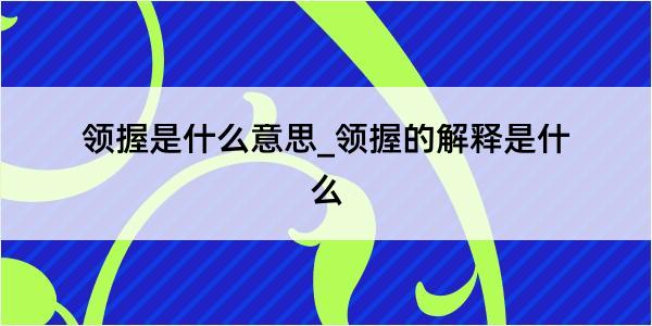 领握是什么意思_领握的解释是什么