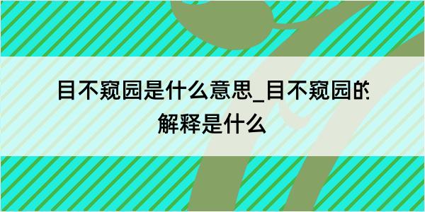 目不窥园是什么意思_目不窥园的解释是什么