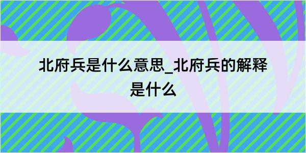 北府兵是什么意思_北府兵的解释是什么