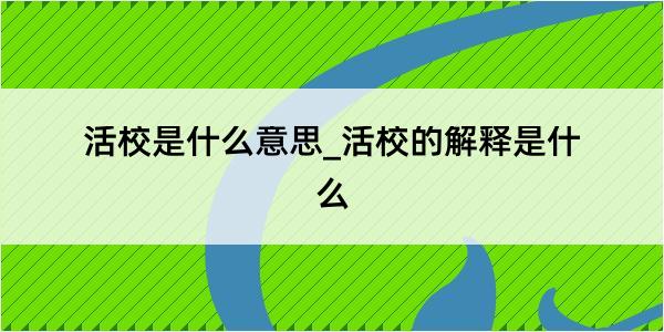 活校是什么意思_活校的解释是什么