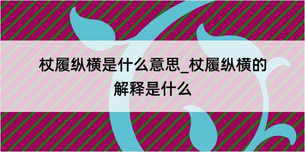 杖履纵横是什么意思_杖履纵横的解释是什么