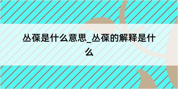 丛葆是什么意思_丛葆的解释是什么