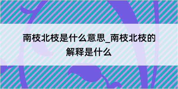 南枝北枝是什么意思_南枝北枝的解释是什么