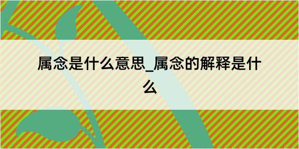 属念是什么意思_属念的解释是什么