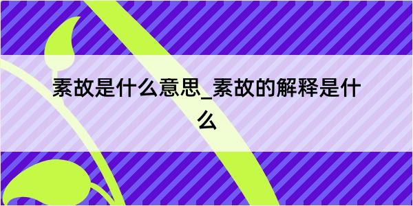 素故是什么意思_素故的解释是什么