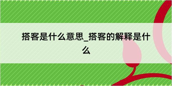 搭客是什么意思_搭客的解释是什么