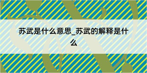 苏武是什么意思_苏武的解释是什么