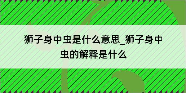 狮子身中虫是什么意思_狮子身中虫的解释是什么