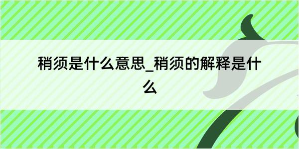 稍须是什么意思_稍须的解释是什么