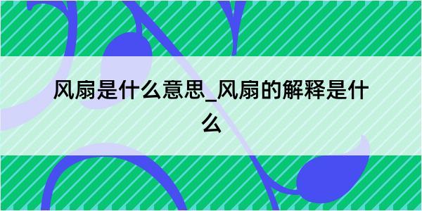 风扇是什么意思_风扇的解释是什么