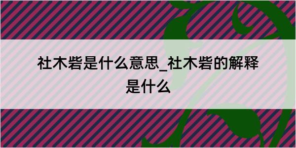 社木砦是什么意思_社木砦的解释是什么