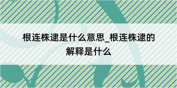 根连株逮是什么意思_根连株逮的解释是什么