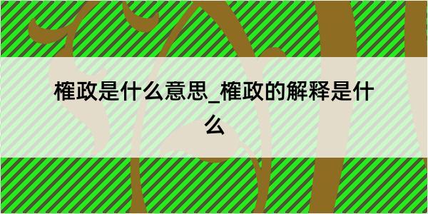 榷政是什么意思_榷政的解释是什么