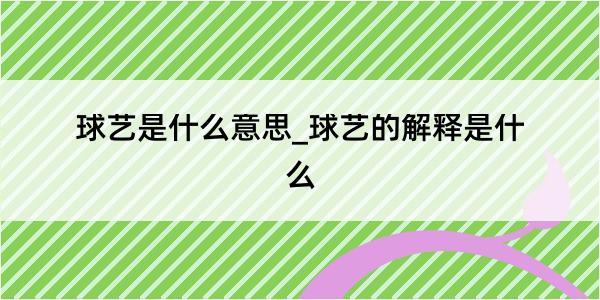 球艺是什么意思_球艺的解释是什么