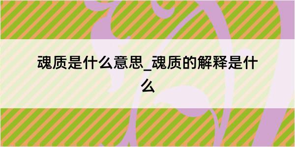 魂质是什么意思_魂质的解释是什么